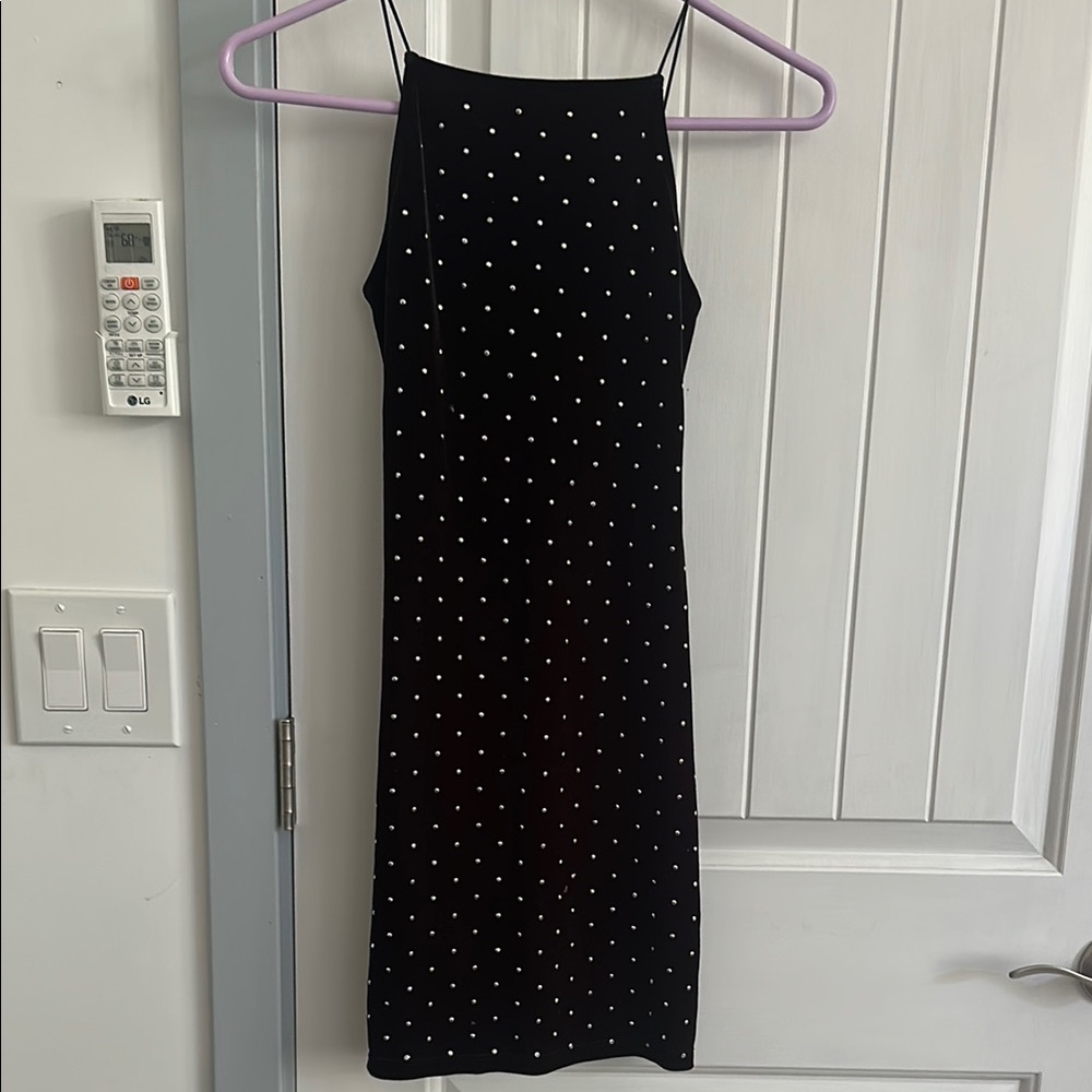 H&M Black Halter Slip Mini Dress